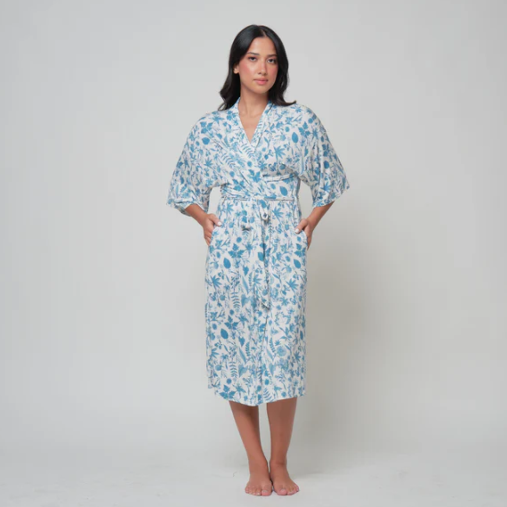 Bamberry Mommy Robe TDJ FLORAL | Made of Softest Luxurious Bamboo Fabric - Hypo-allergenic, soft & antibacterial