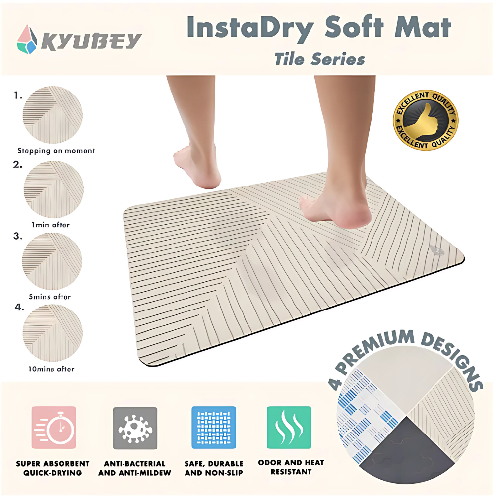 Kyubey Instant Dry Non Slip Soft Mat (Tile Series)