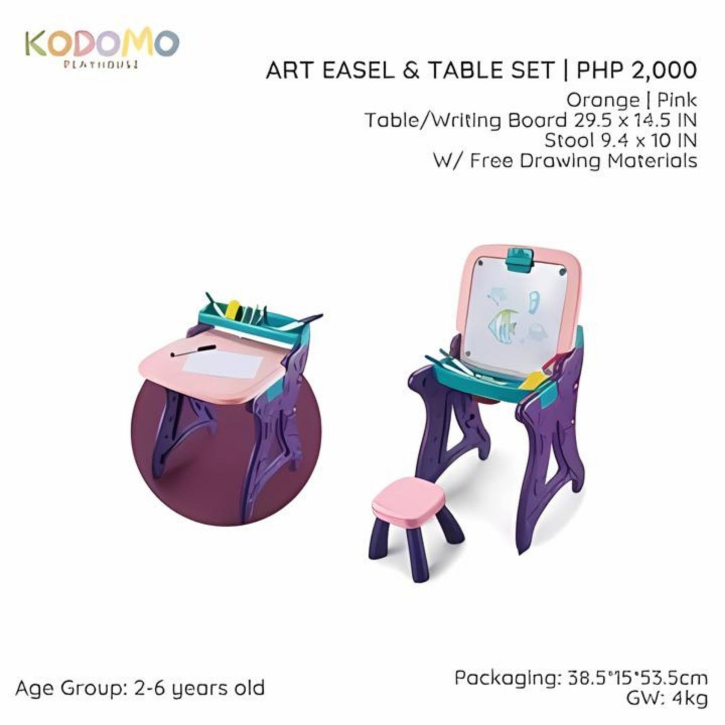 Kodomo Art Easel and Table Set