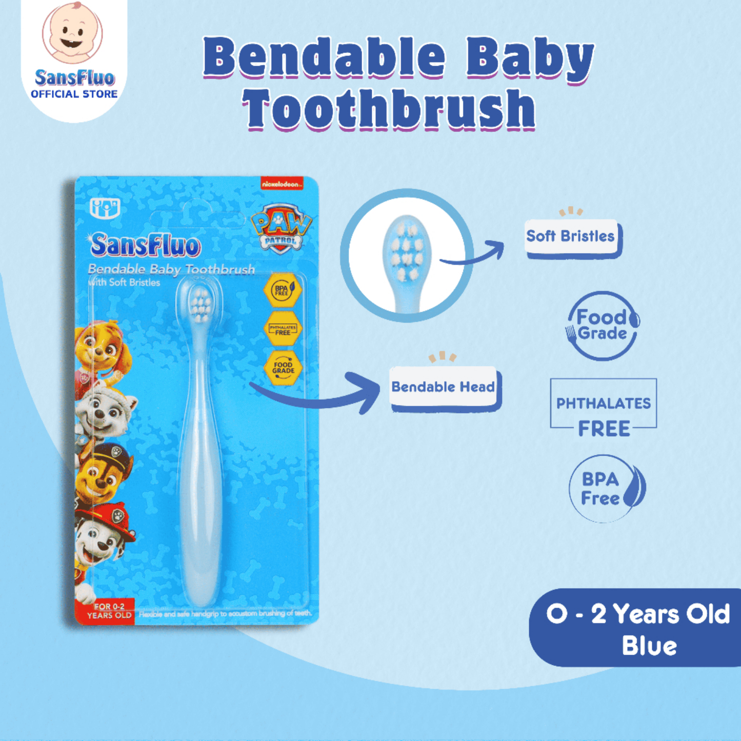 Sansfluo Bendable Baby Toothbrush (6 Months Old up)