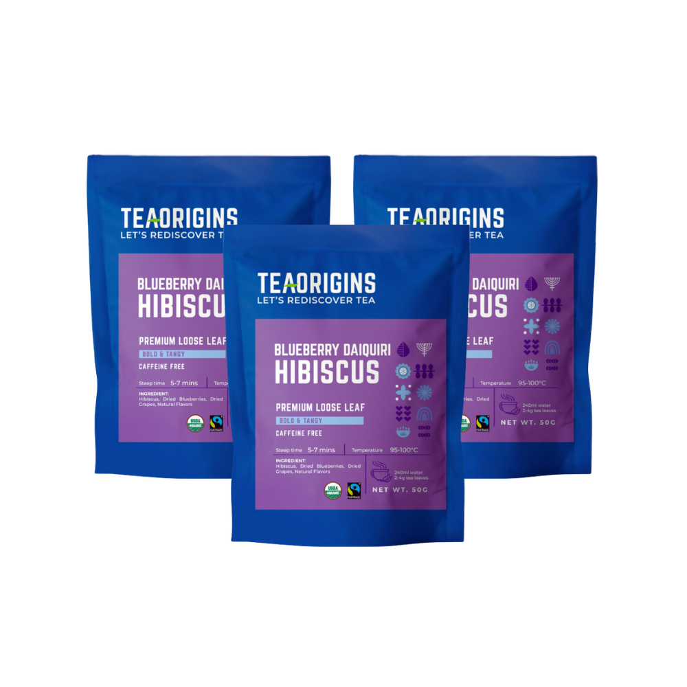 (BUNDLE OF 3) Teaorigins Blueberry Daiquiri Hibiscus  Premium Loose Leaf 50g