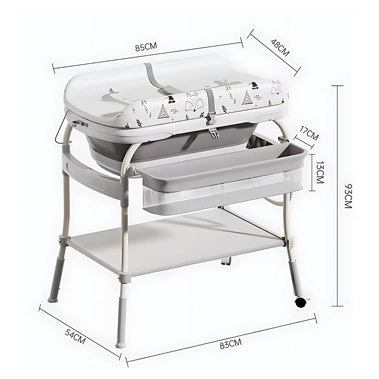 Lalalu Foldable Baby Changing Table with Built-In Bathtub 2-in-1