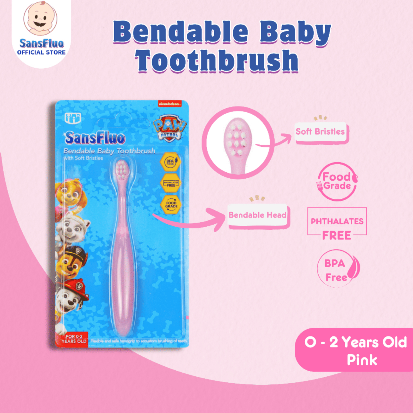 Sansfluo Bendable Baby Toothbrush (6 Months Old up)