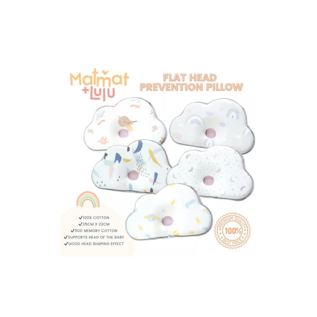 Matmat Lulu Flat Head Prevention Memory Foam Pillow