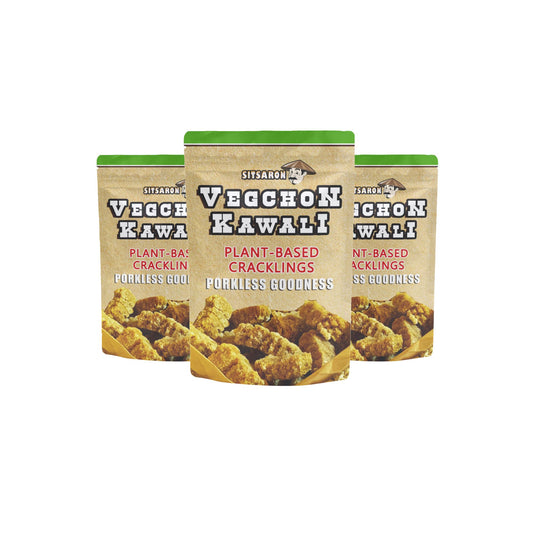 Vegetari Vegchon Kawali Plant Based Crackling Healthy Snack 150g / No Pork Vegan Gluten-free Zero Cholesterol - Bundle of 3
