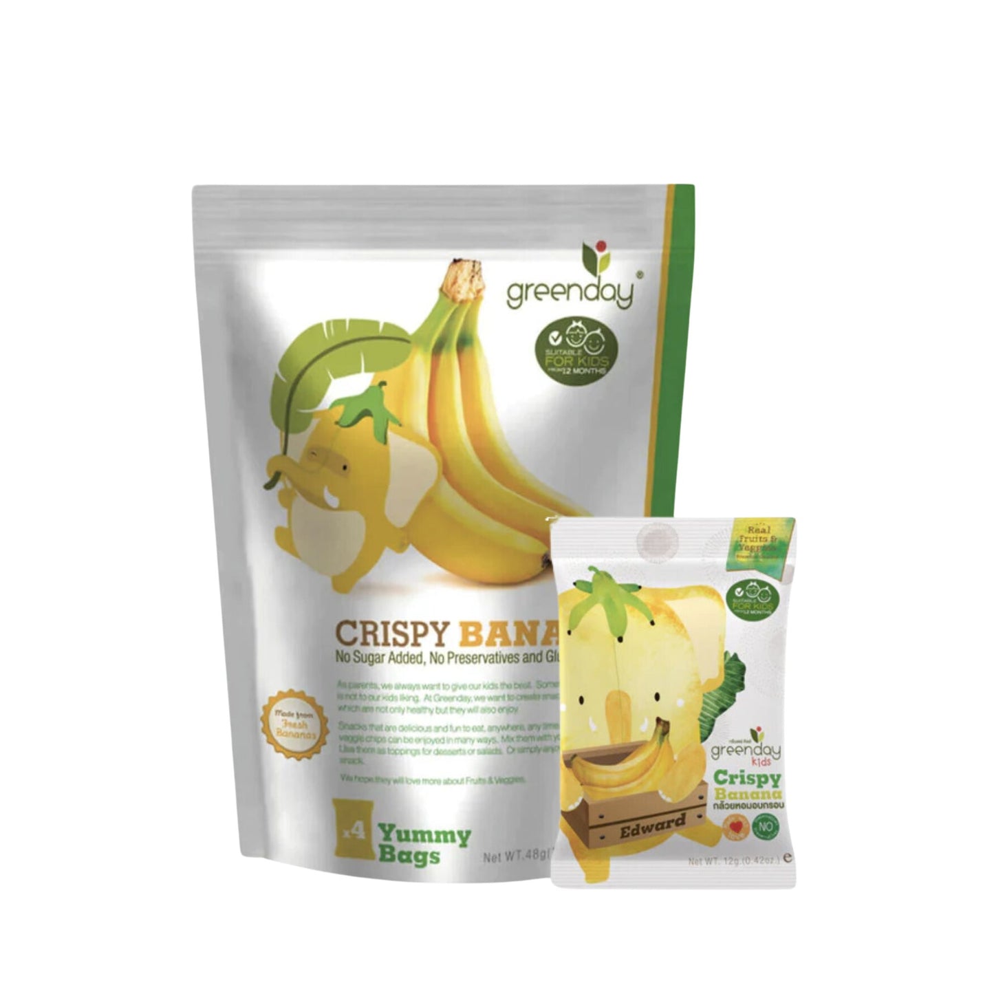 Greenday Crispy Banana Healthy Snack Chips 4PCS/Bag