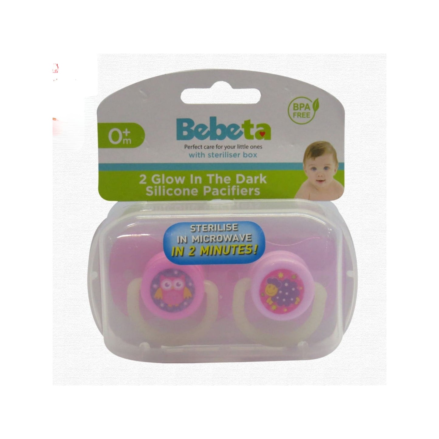 Bebeta Glow in the Dark Silicone Pacifier with Sterilizer and Box