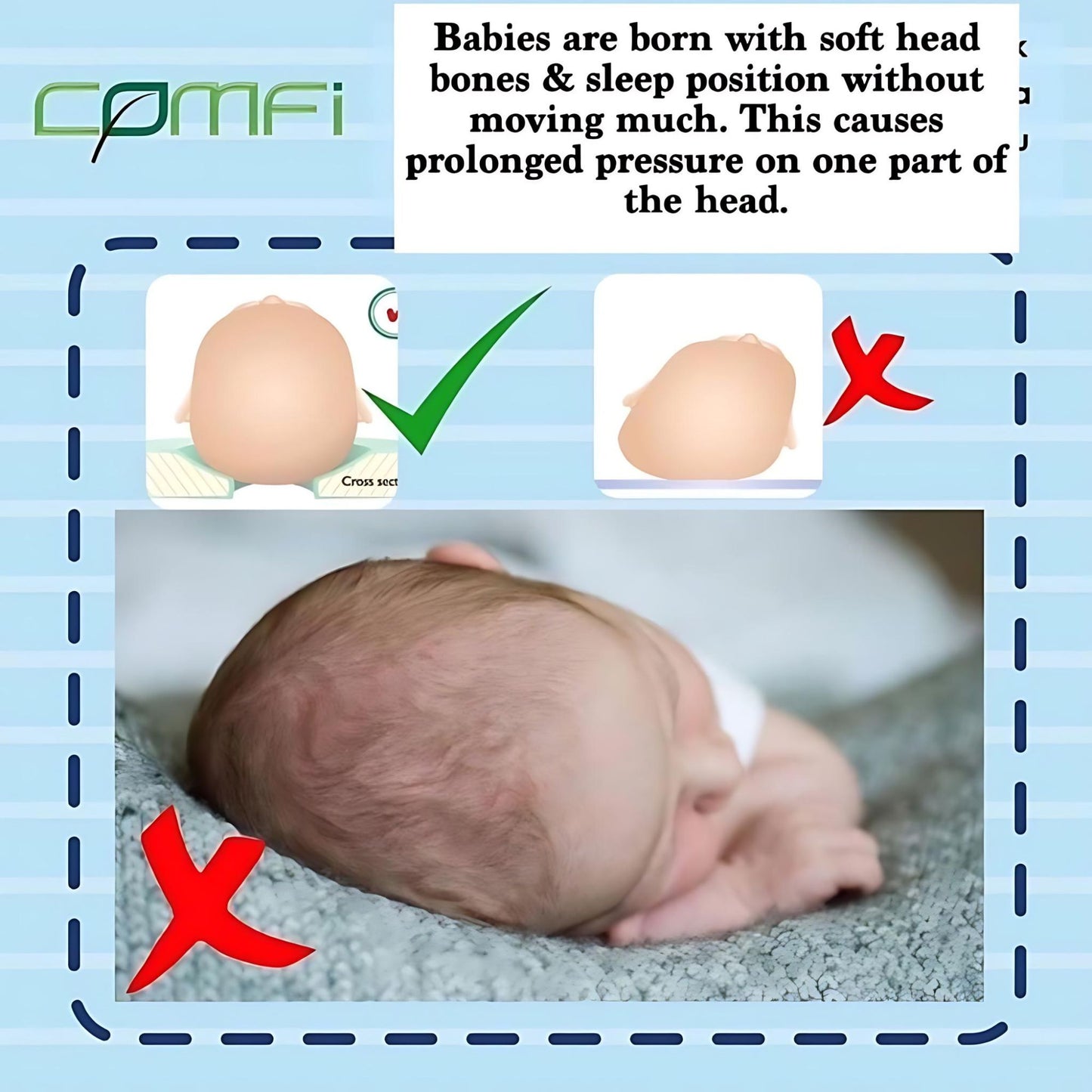 Comfi Baby Breathable Flat Head Prevention Pillow