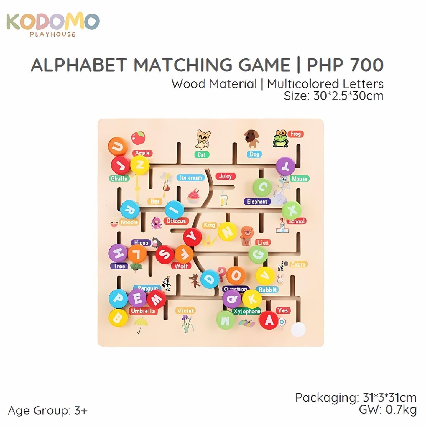 Kodomo Playhouse Wooden Alphabet Matching Game