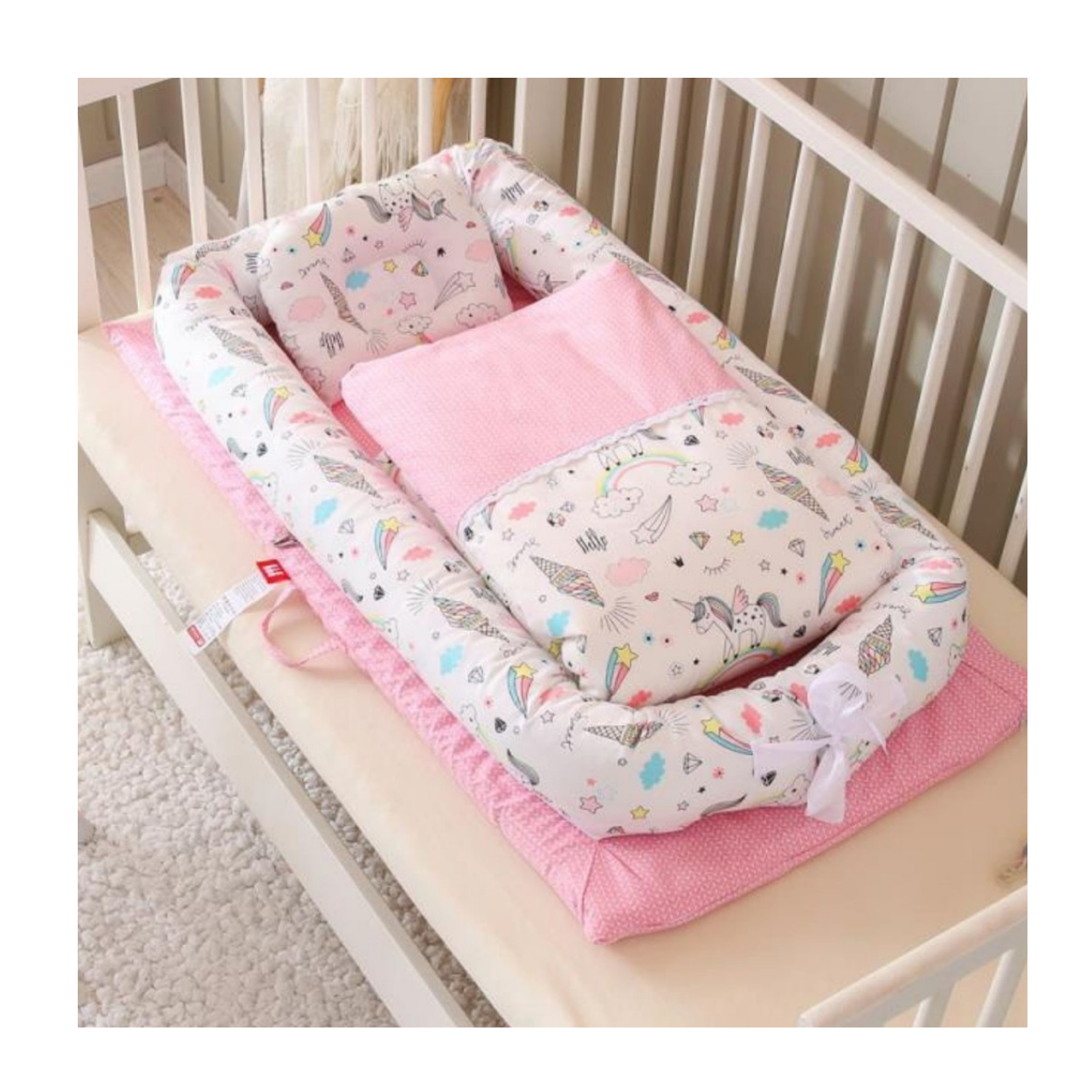 Mambo Baby Newborn Crib Set Pillow And Blanket Bed Snuggle Nest For Infant