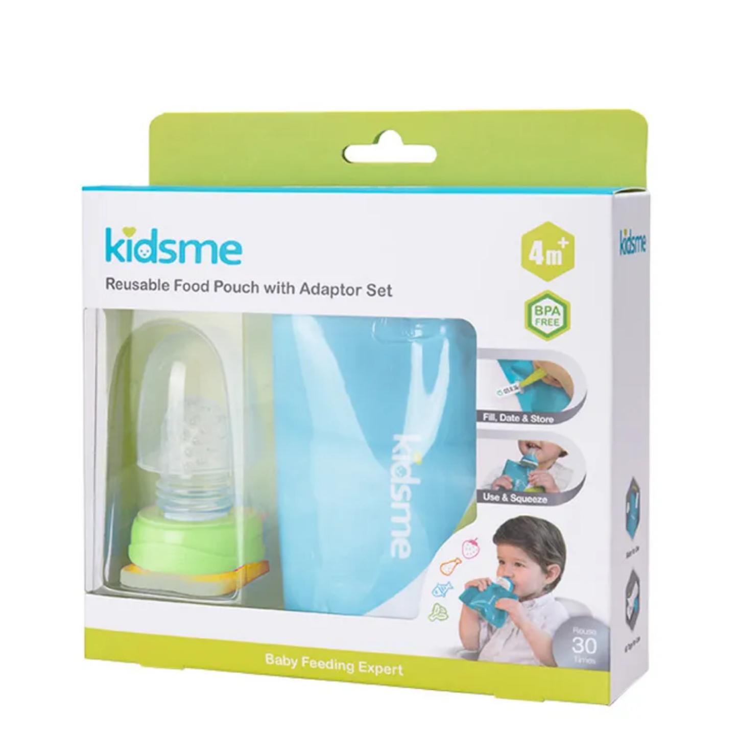 Kidsme Reusable Food Pouch with Adaptor Set