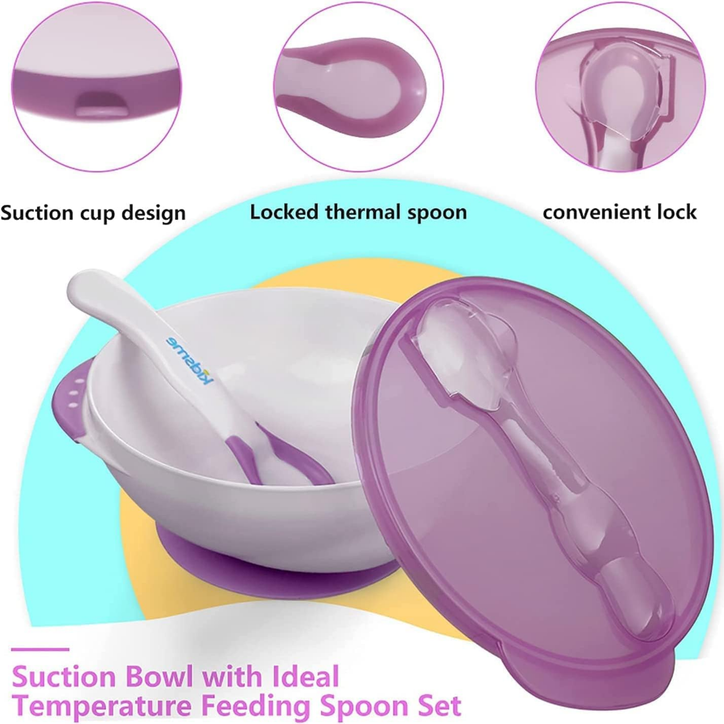 Kidsme Suction Bowl with Ideal Temperature Feeding Spoon Set