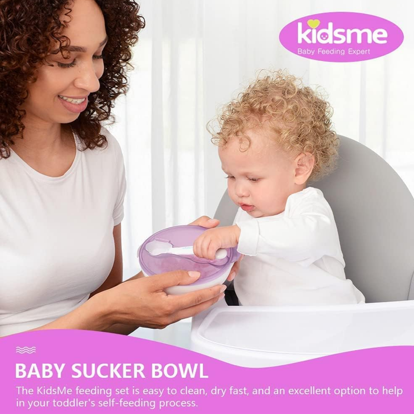 Kidsme Suction Bowl with Ideal Temperature Feeding Spoon Set