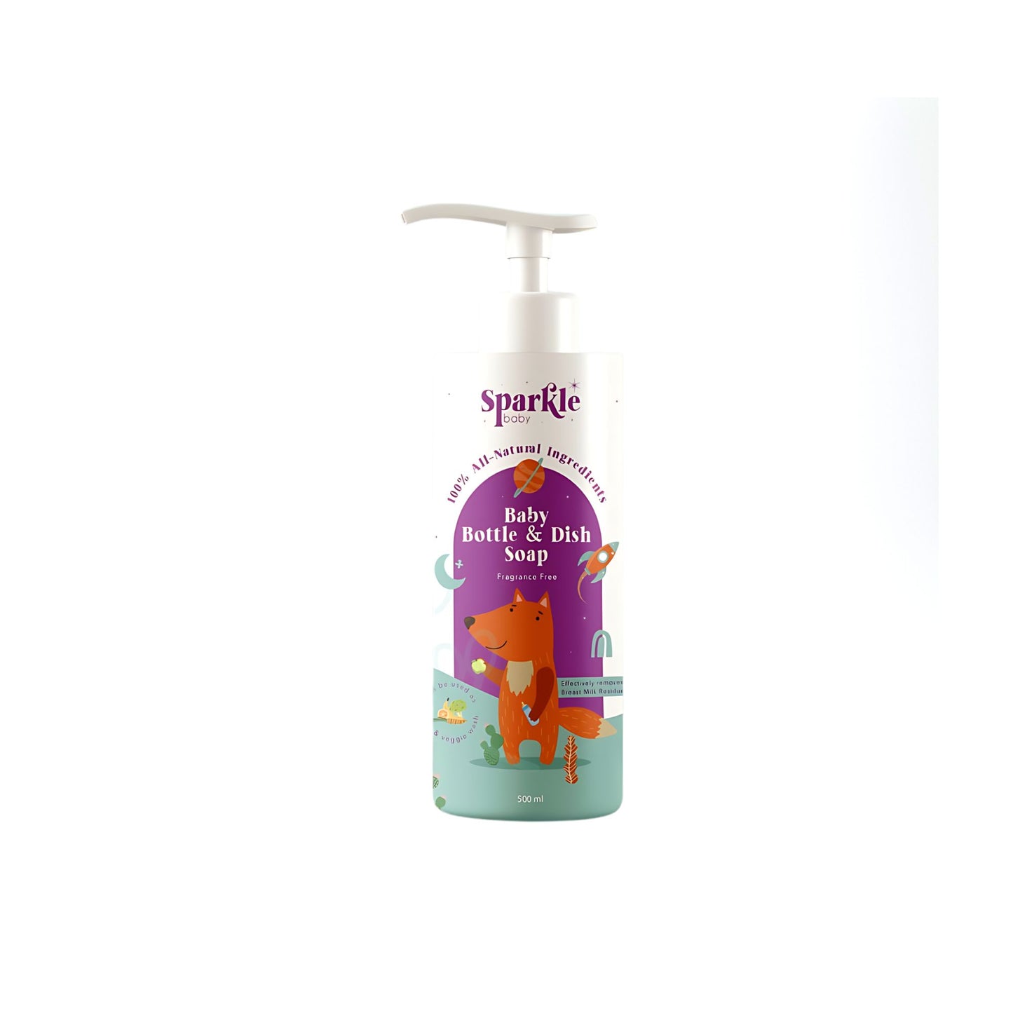 Sparkle Baby Bottle & Dish Soap 500ML | Removes Breastmilk Residue,Grease, Gunk, Fragrance-free, Paraben SLS-free