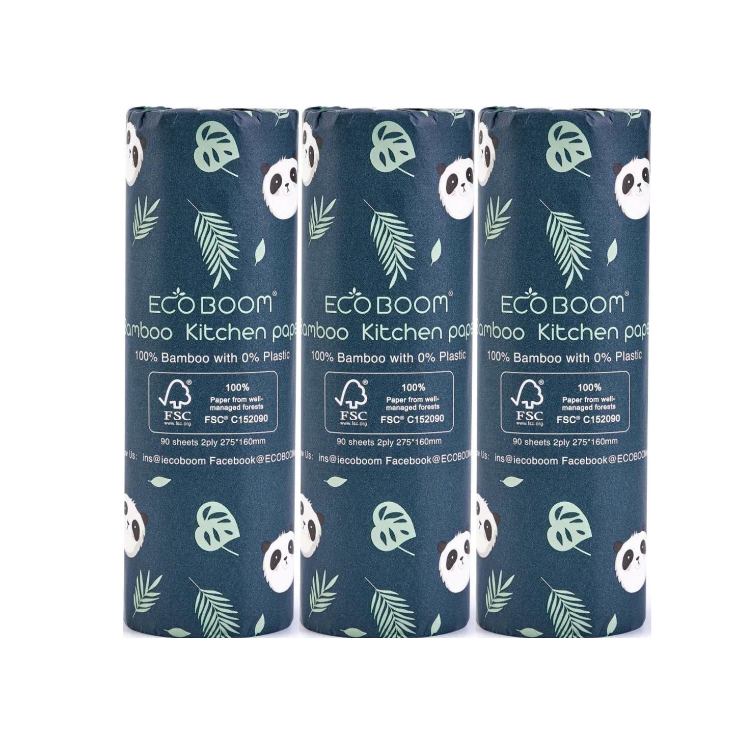 Eco Boom Biodegradable Bamboo Kitchen Paper Roll I Bundle of 3