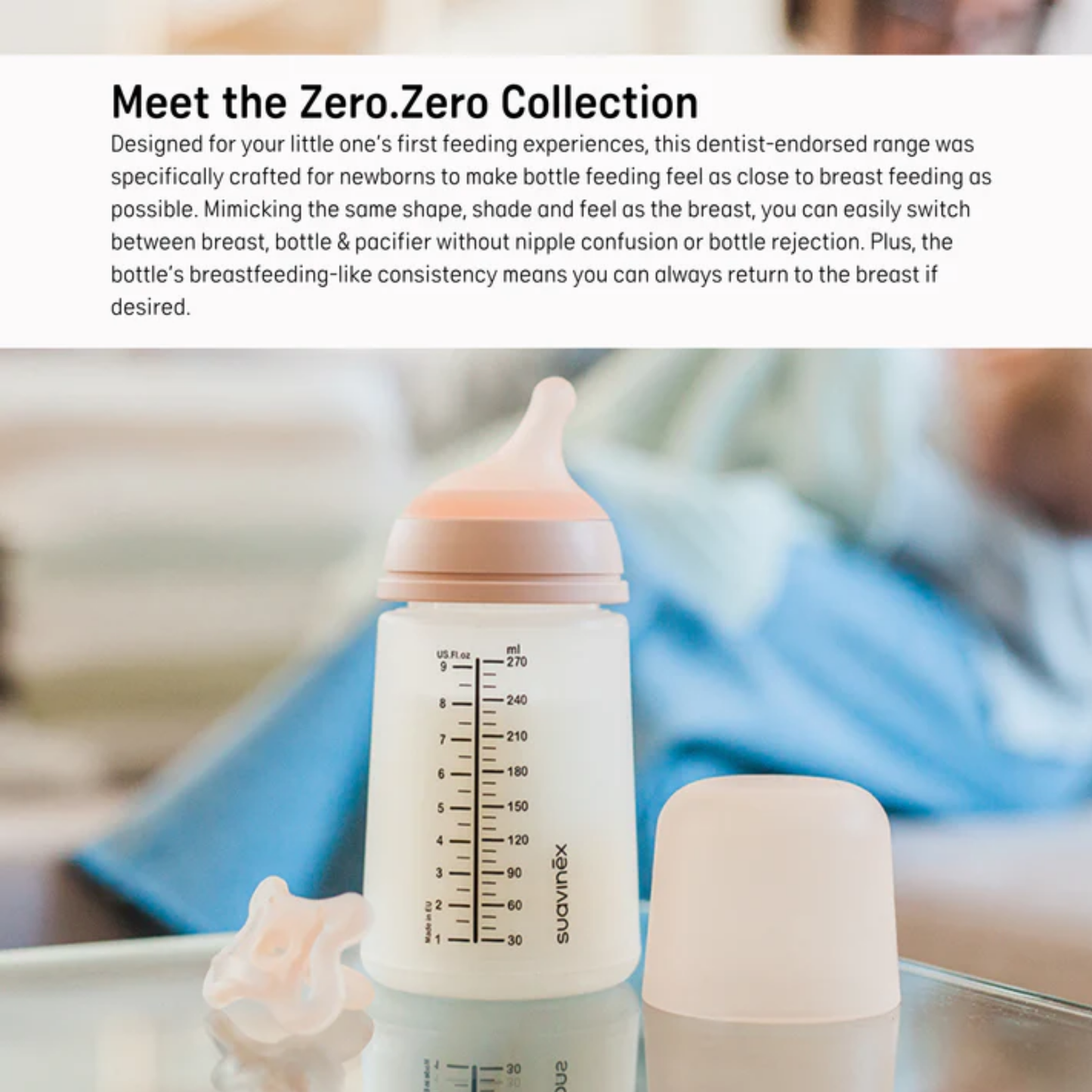 Beaba Suavinex ZERO ZERO BPA-Free Anti-Colic Silicone Baby Bottle – 180ml, For Newborns (0+ Months)