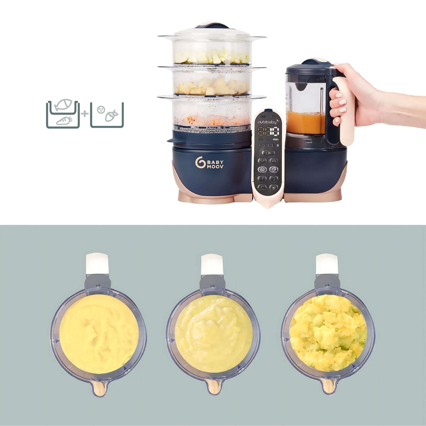 Babymoov Nutribaby(+) XL 6-in-1 Large Capacity Multi-Purpose Baby and Adult Food Processor