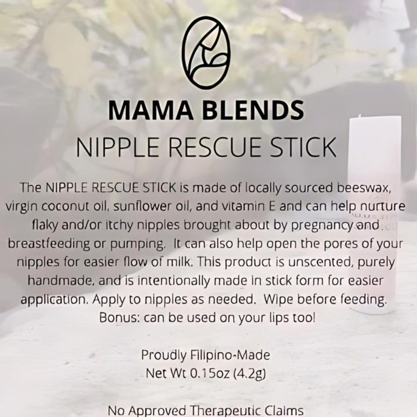 Mama Blends Unscented Nipple Balm Rescue Stick