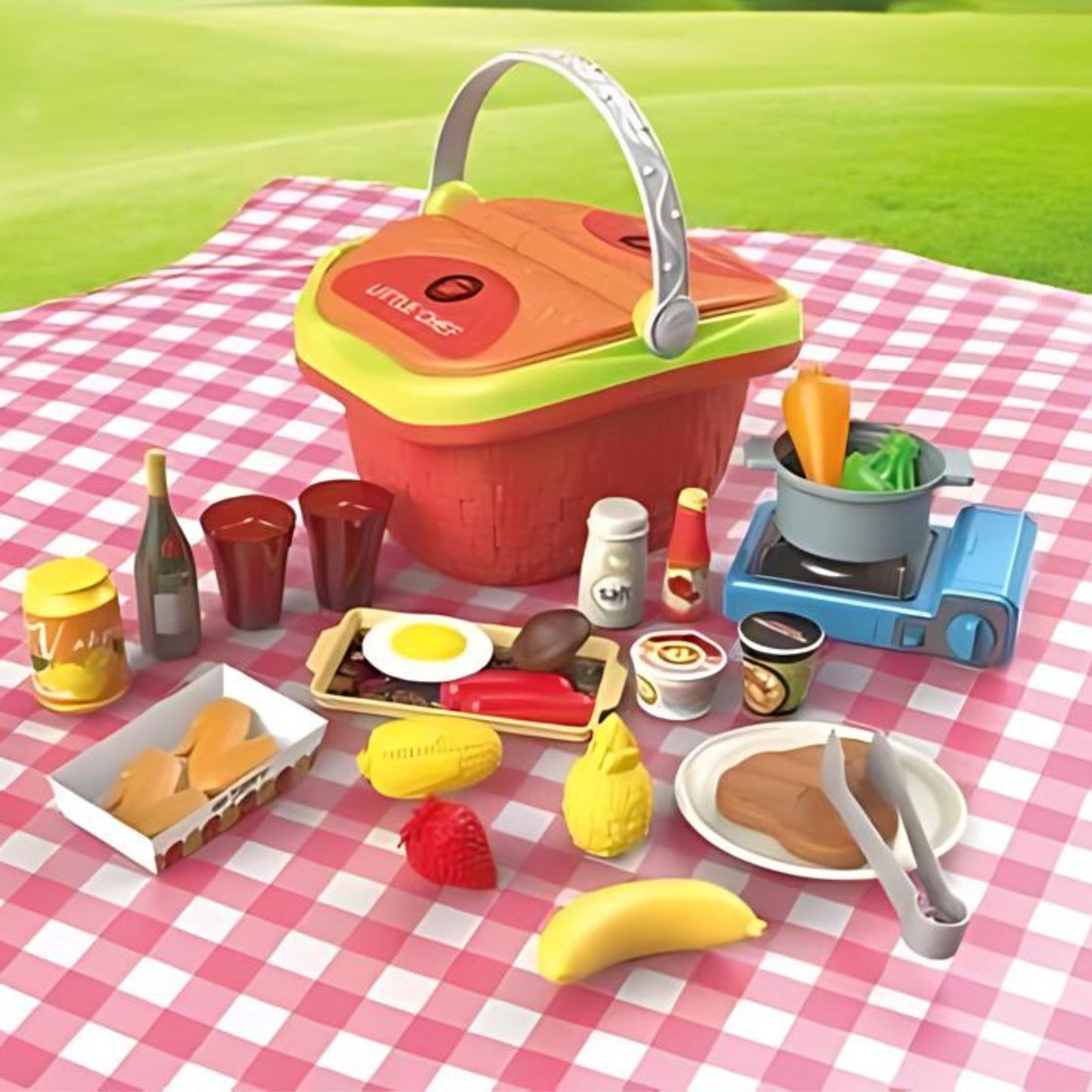 Little Fat Hugs Picnic Grill Basket I Allow children to explore stories, Enhance their expression skills, Easy to hold and play