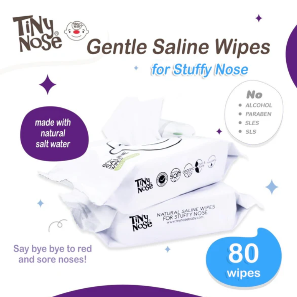 (BUNDLE OF 3) Tiny Nose Gentle Saline Baby Wipes