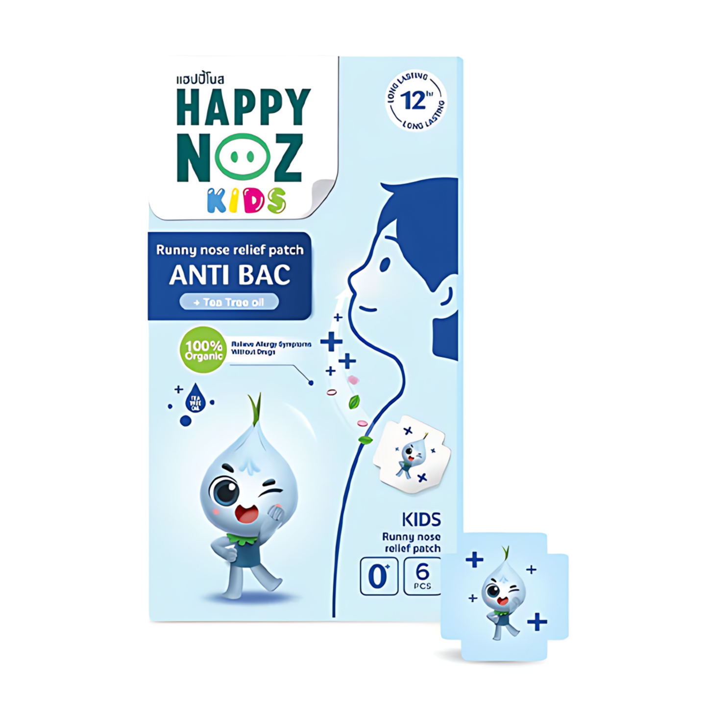 Happy Noz Organic Onion Sticker: Antibac with Tea Tree Oil (6s)