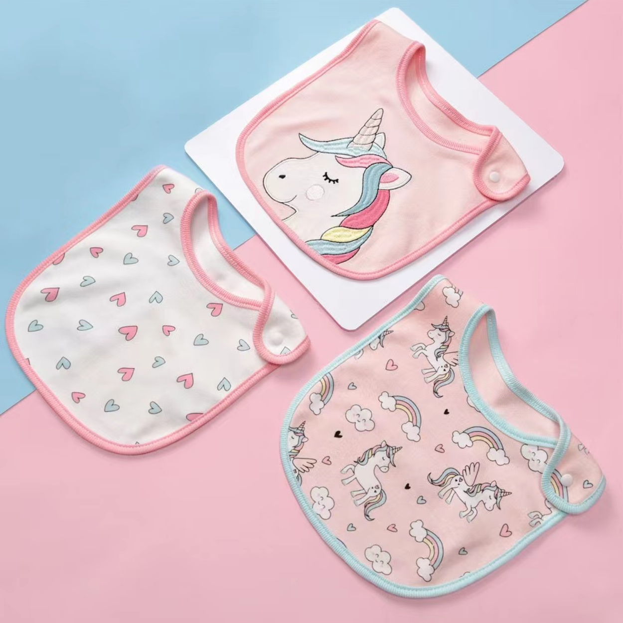 Mambo Baby Snap On 3pcs Baby Bib Pure Cotton Drool Pad