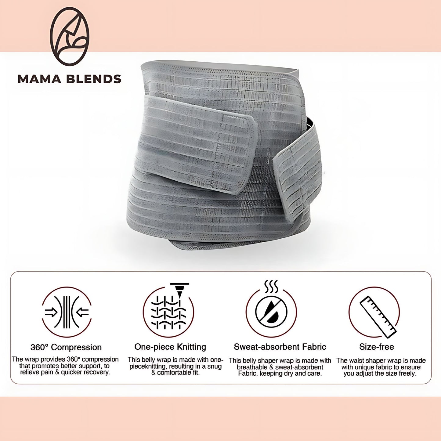 Lunabebe by Mama Blends Medical Grade Belly Belt Postpartum Belly Support I Suitable for any post-operation recovery, Has medical grade 360deg compression, Can cover the incision area of CS moms