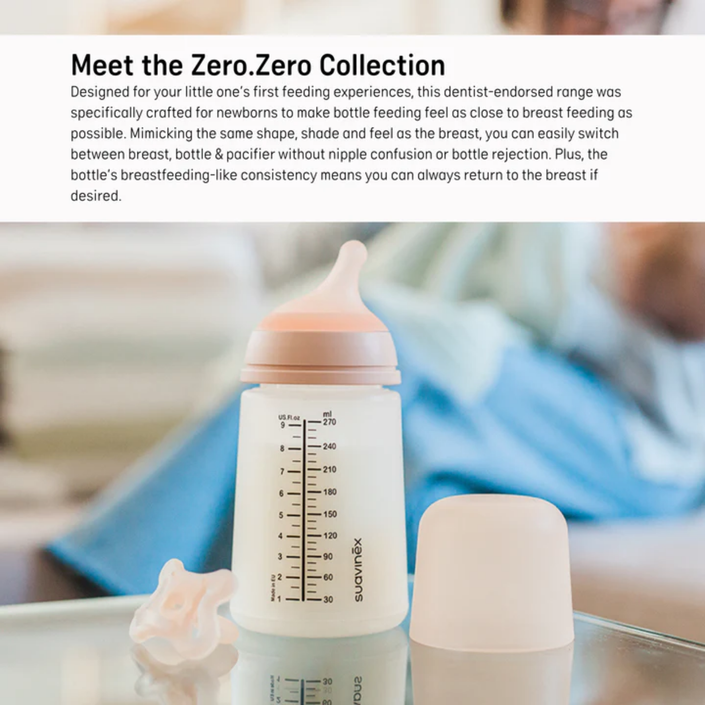 Beaba Suavinex ZERO ZERO BPA-Free Anti-Colic Silicone Baby Bottle – 270ml, For Newborns (0+ Months) (Copy)