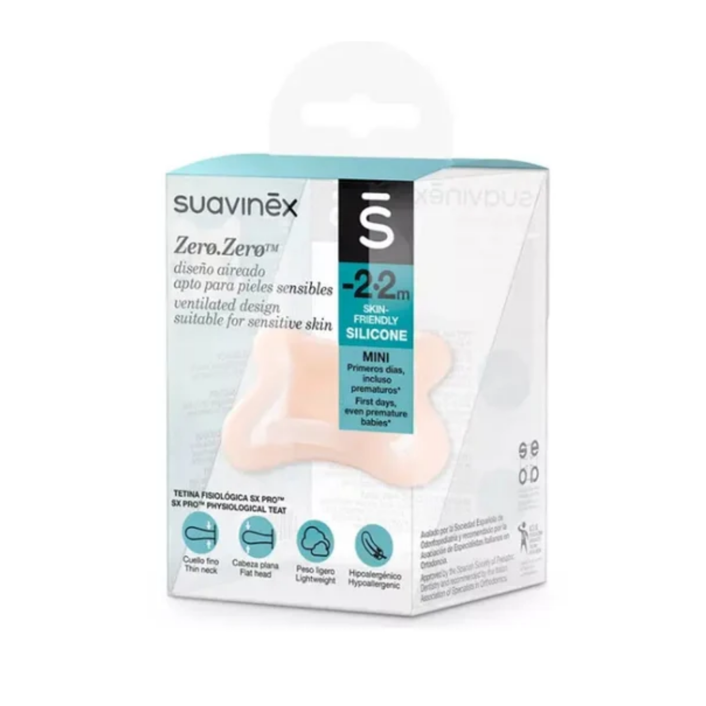 Beaba Suavinex ZERO ZERO Soother - BPA-Free Silicone Pacifier with SX Pro Physiological Nipple