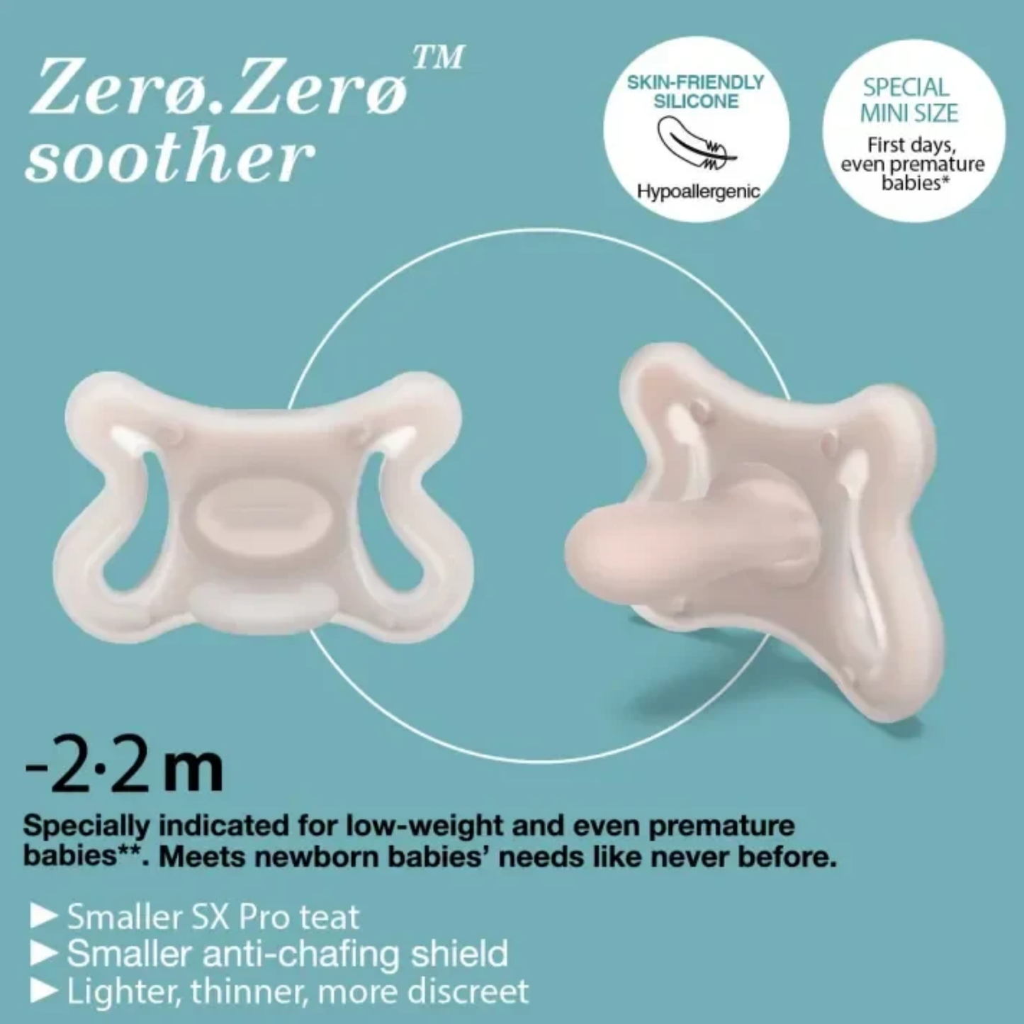 Beaba Suavinex ZERO ZERO Soother - BPA-Free Silicone Pacifier with SX Pro Physiological Nipple