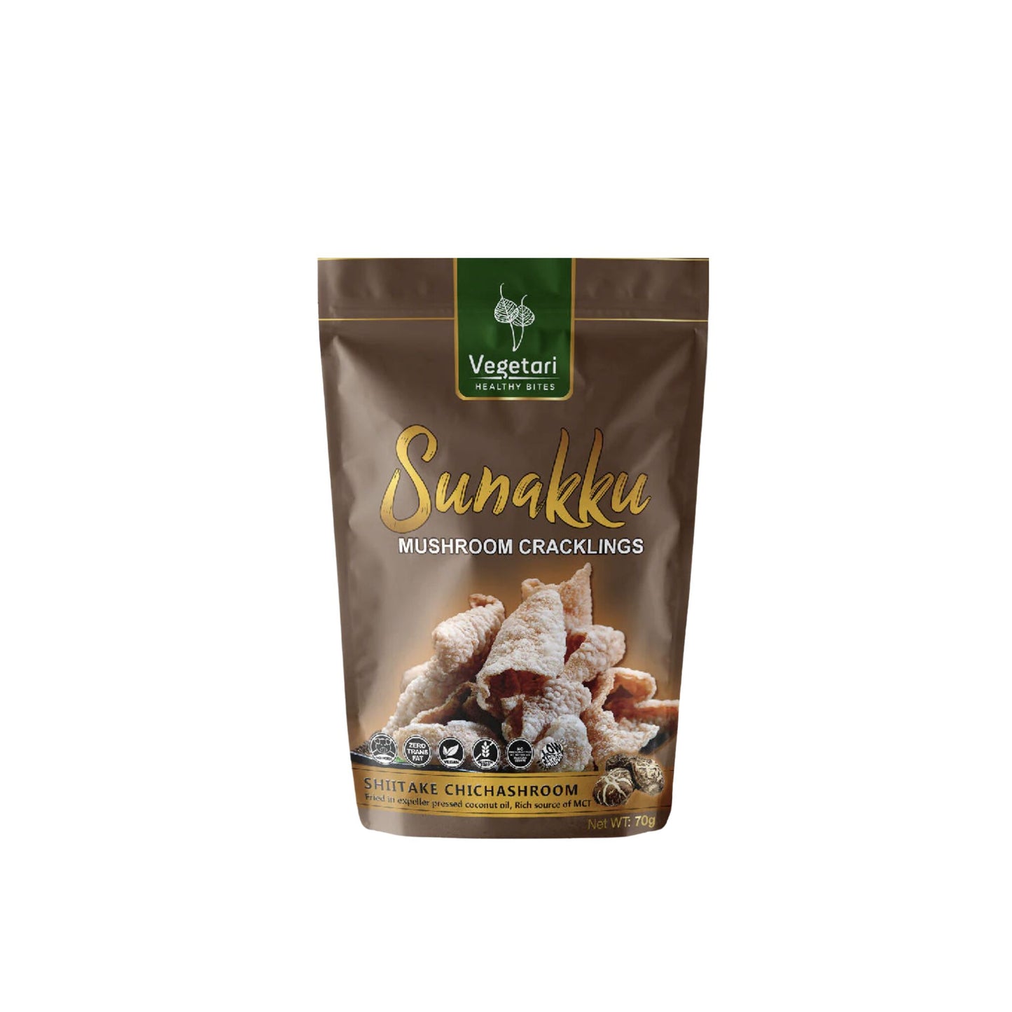 Vegetari Sunakku SHIITAKE Bundle of 10 Healthy Mushroom Cracklings Snack 70G ZERO Trans-fat VEGAN No Pork Gluten-free Chicharon