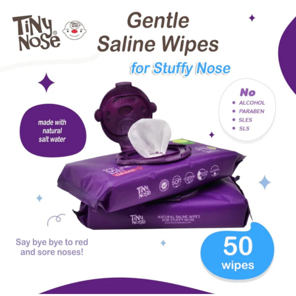 (BUNDLE OF 3) Tiny Nose Gentle Saline Baby Wipes