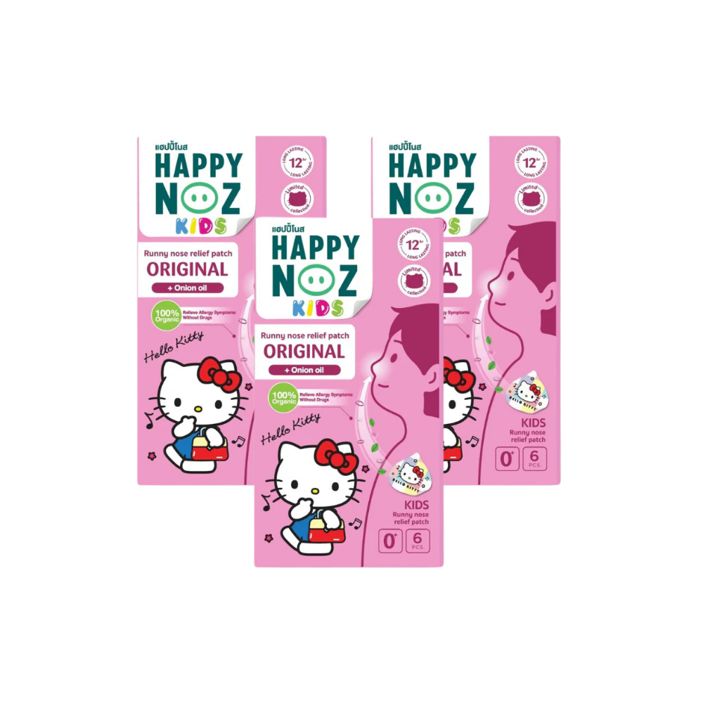 (BUNDLE OF 3) Happy Noz x Hello Kitty Special Edition Sanrio Organic Onion Sticker Pink Box for Viral Infections