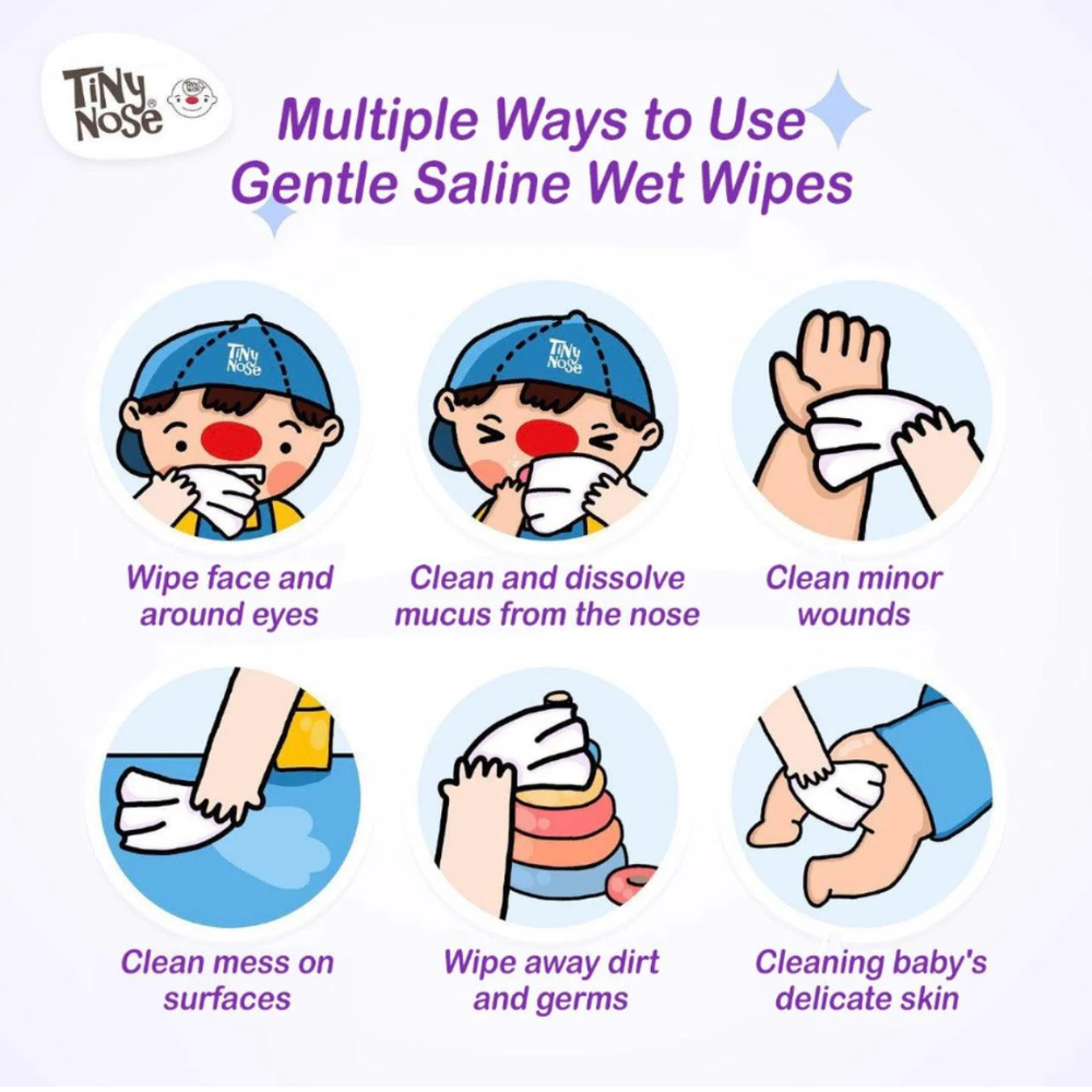 (BUNDLE OF 3) Tiny Nose Gentle Saline Baby Wipes