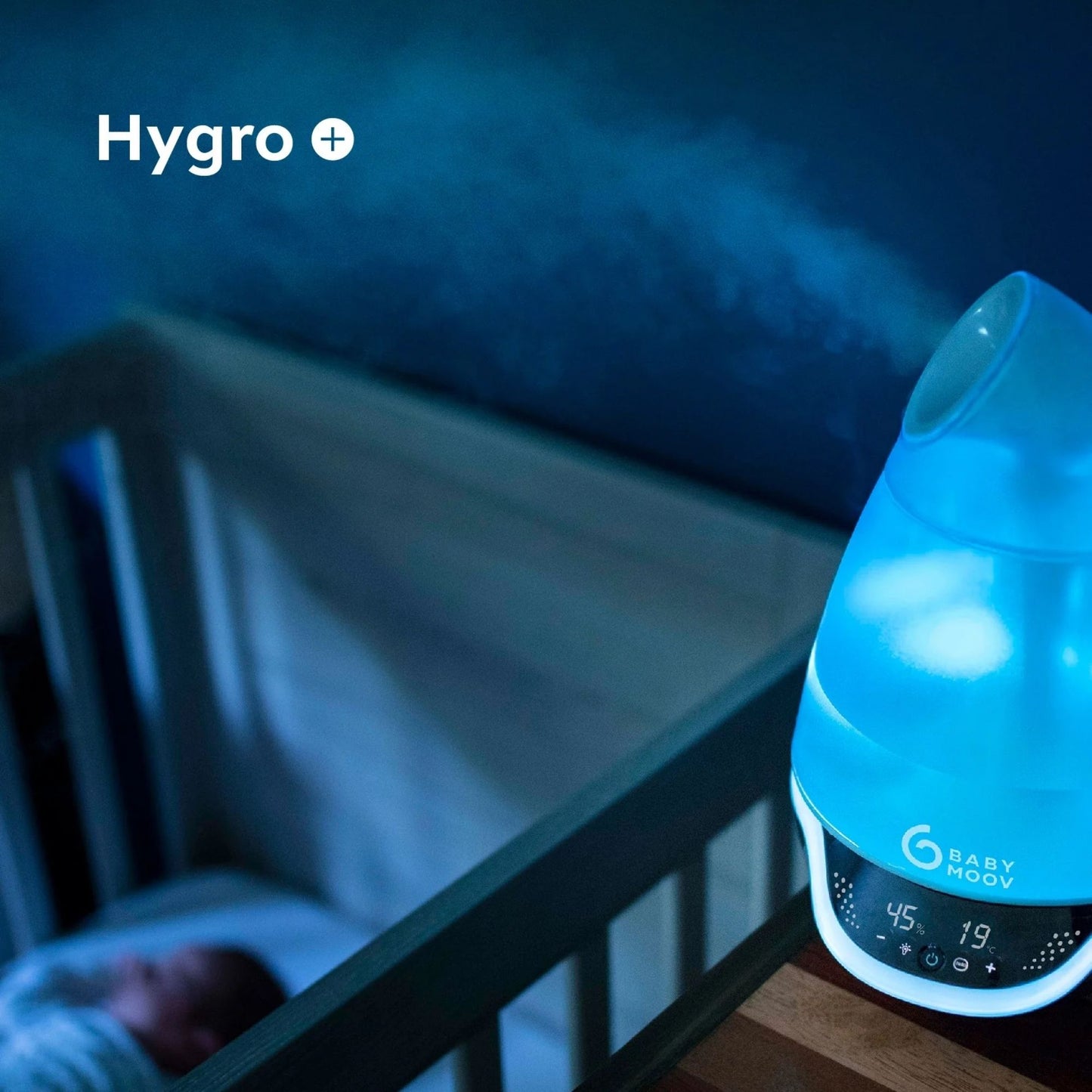 Babymoov Hygro Plus 3-in-1 Cool Mist Humidifier with Multicolored Night Light and Essential Oil Diffuser