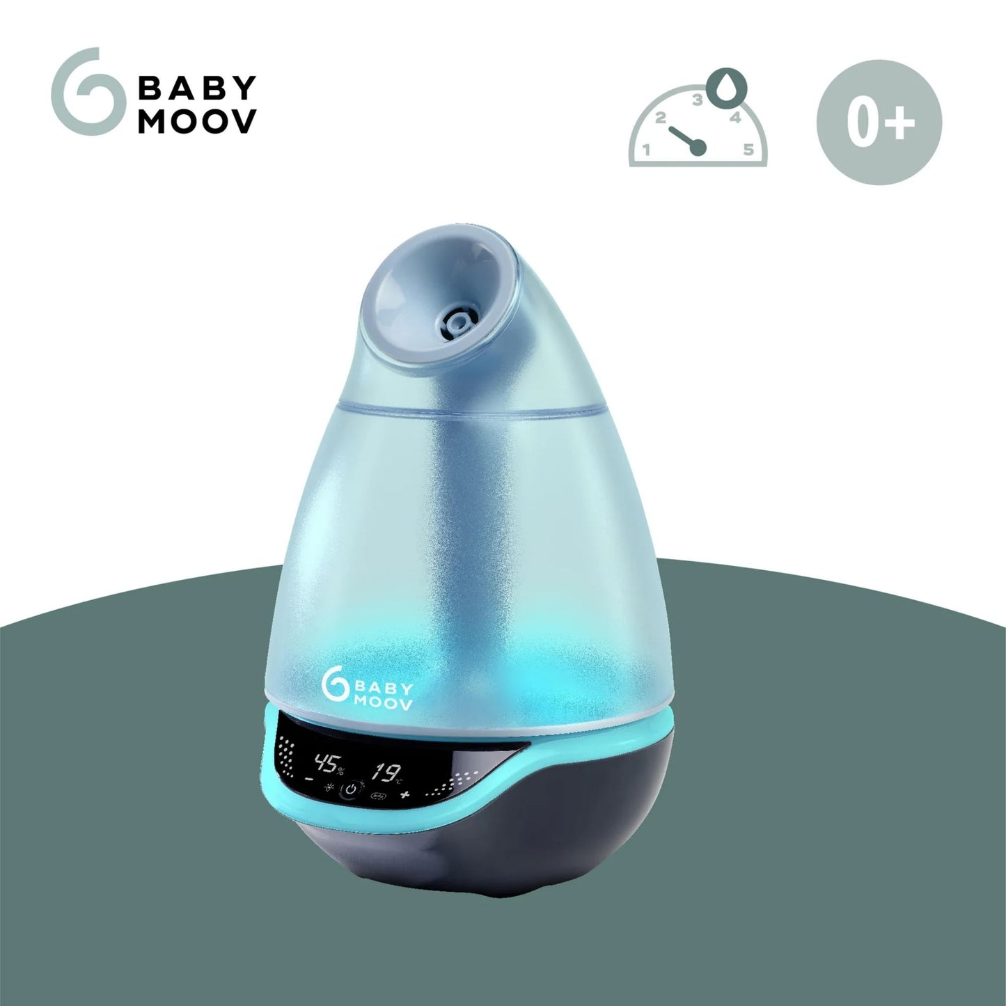 Babymoov Hygro Plus 3-in-1 Cool Mist Humidifier with Multicolored Night Light and Essential Oil Diffuser