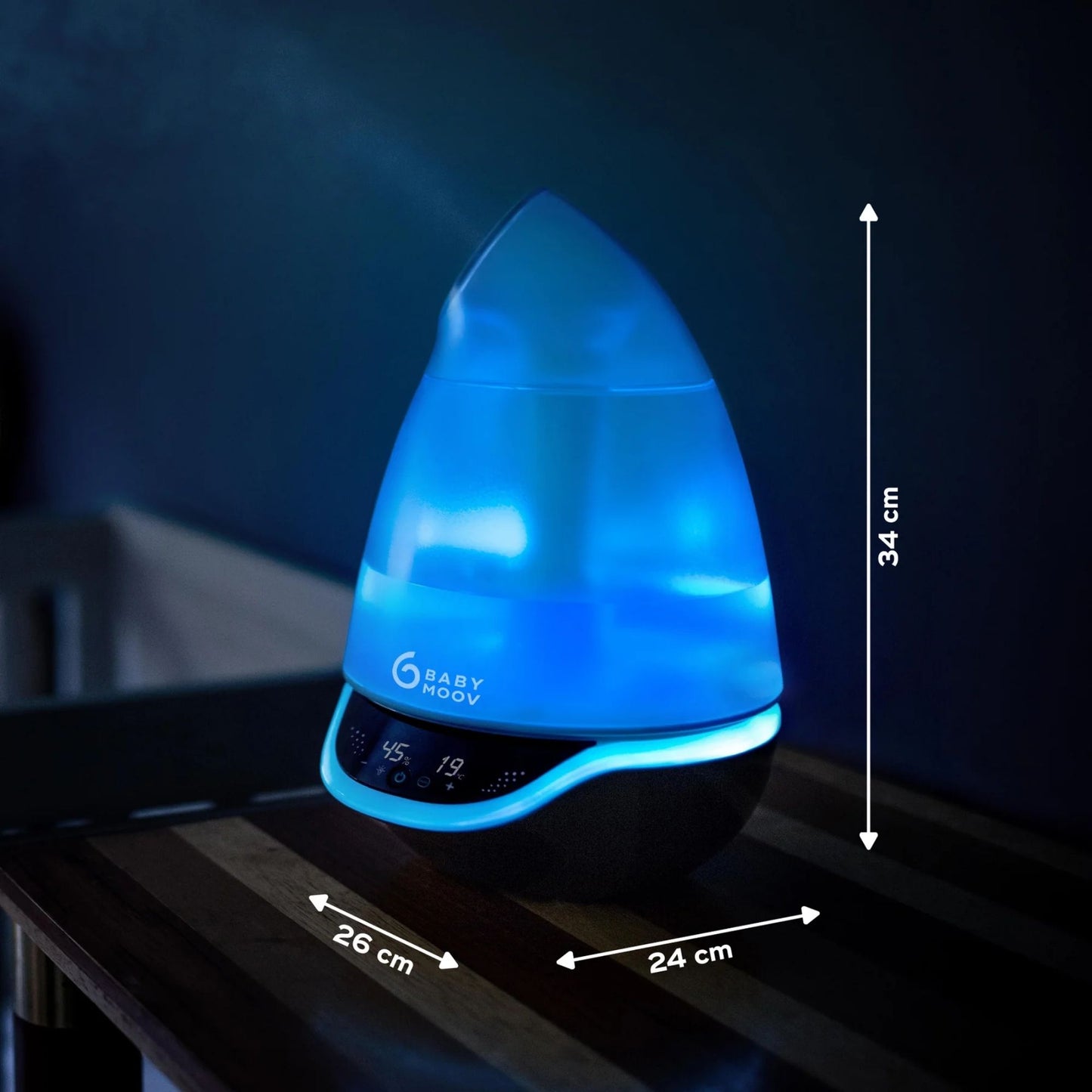 Babymoov Hygro Plus 3-in-1 Cool Mist Humidifier with Multicolored Night Light and Essential Oil Diffuser