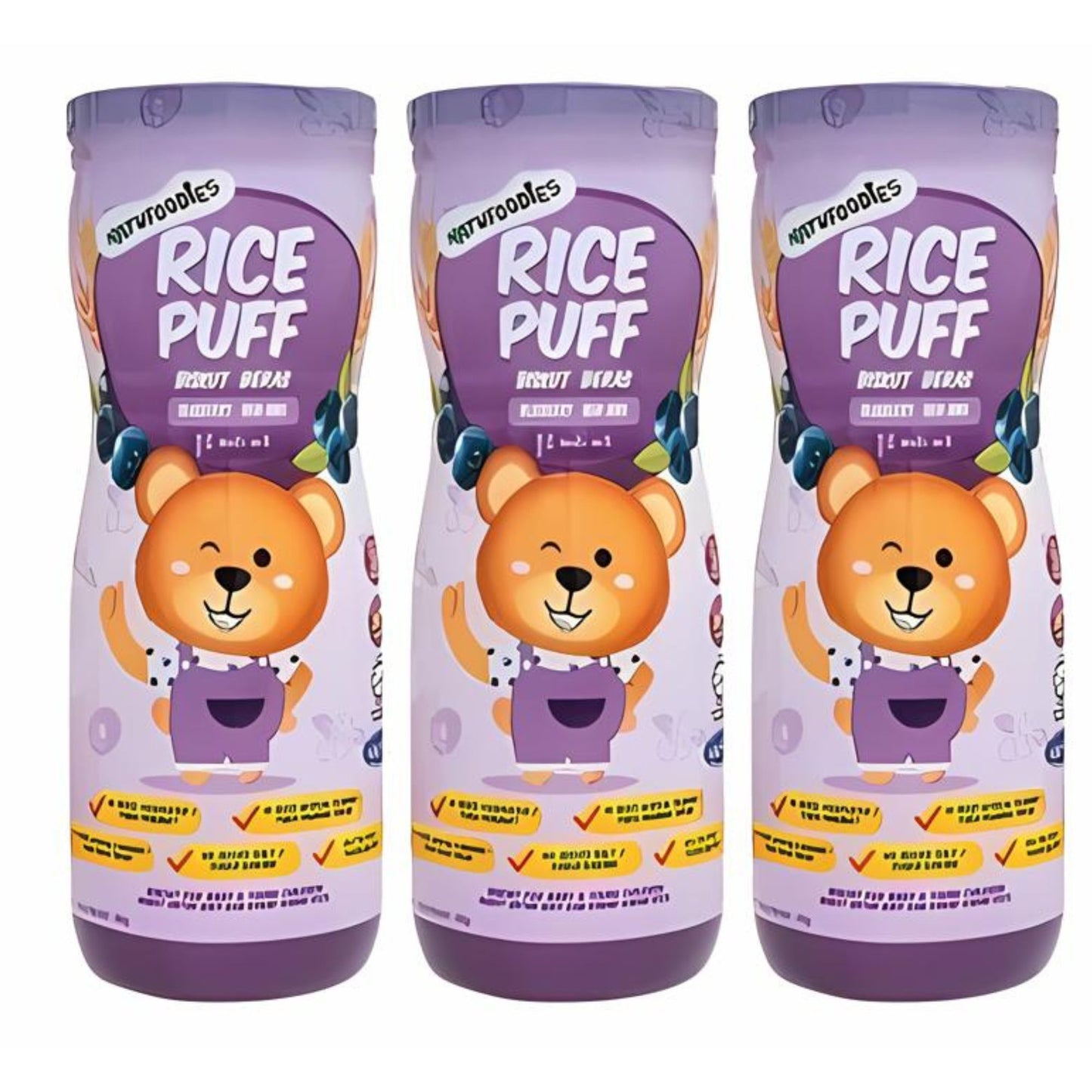 BUNDLE OF 3 Natufoodies Rice Puff Snack Suitable for Baby 8 Months Up