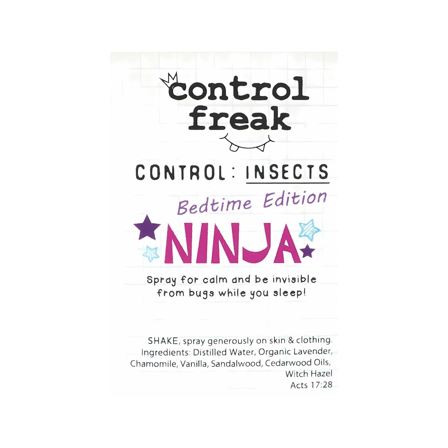 Control Freak Ninja Bedtime Edition 100ML I Control Insects, All-Natural, Organic Anti-Mosquito Repellent / Insect & Mosquito Repellant Spray for Babies, Kids & Adults