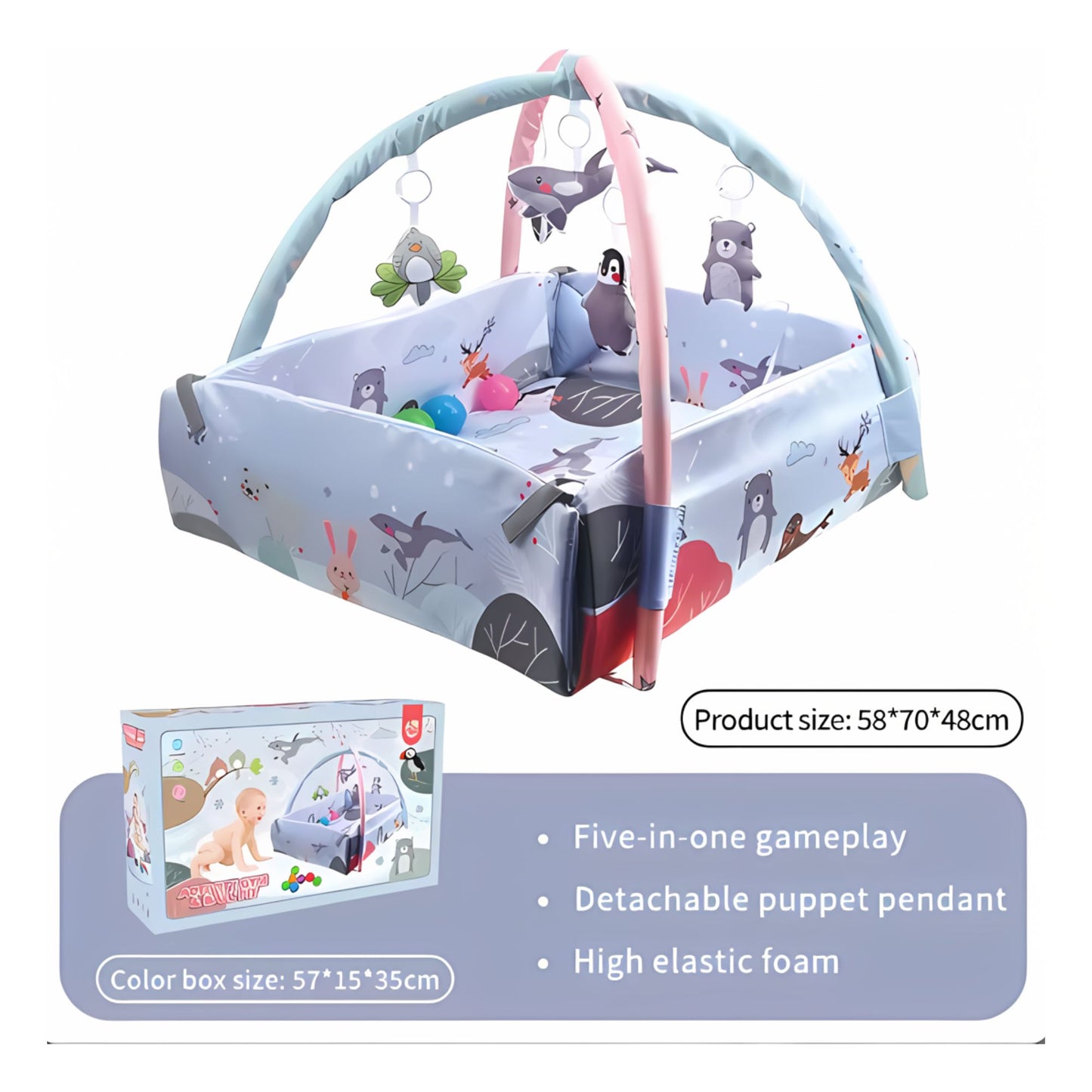 Lalalu PlayPod Plus 5-in-1 Baby Activity Gym & Mat