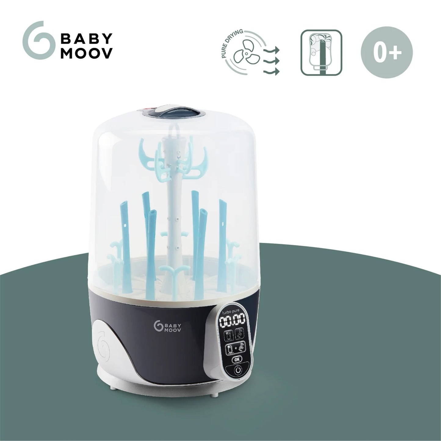 Babymoov Turbo Pure 3-in-1 Steriliser, Dryer & Purified Bottle Storage with HEPA Filter