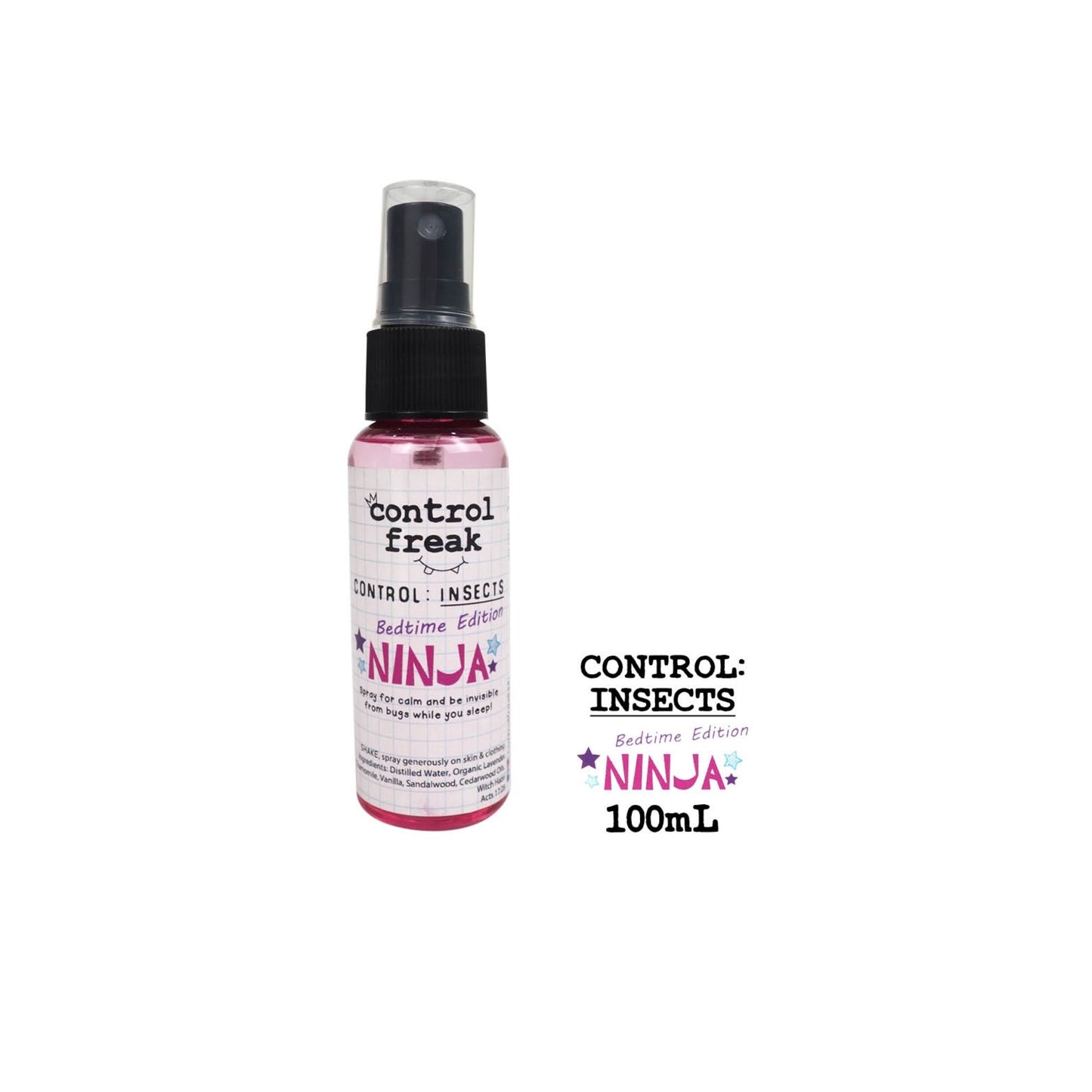 Control Freak Ninja Bedtime Edition 100ML I Control Insects, All-Natural, Organic Anti-Mosquito Repellent / Insect & Mosquito Repellant Spray for Babies, Kids & Adults