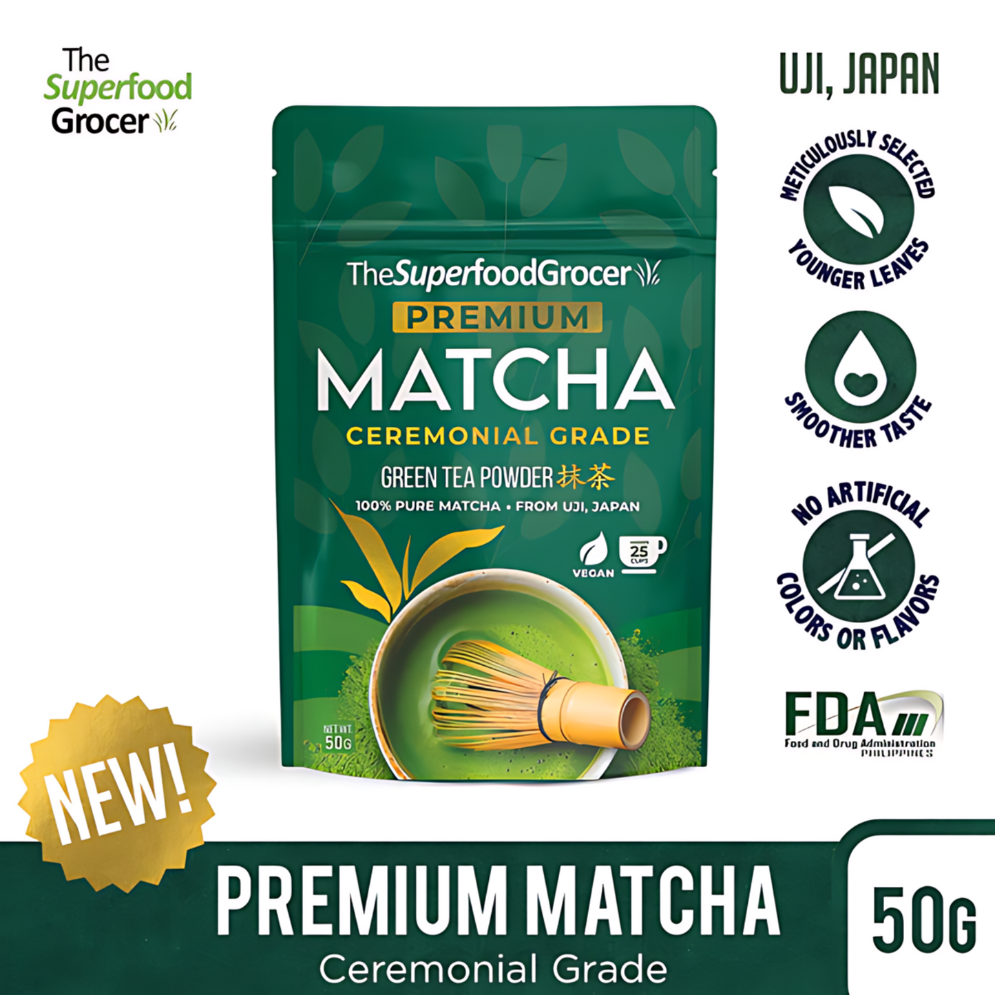 The Superfood Grocer Premium Matcha Ceremonial Grade 50g