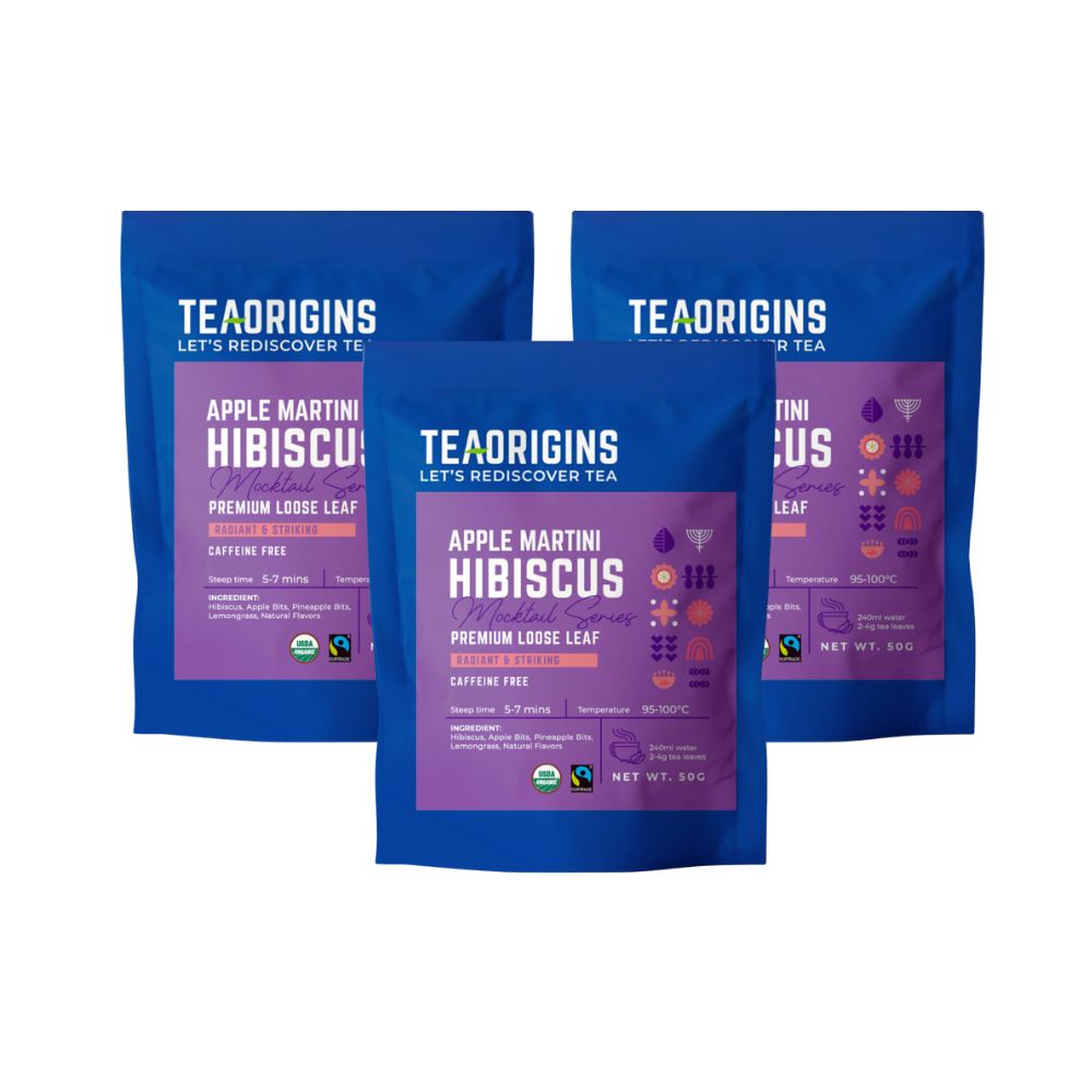 (BUNDLE OF 3) Teaorigins Apple Martini Hibiscus Mocktail Series Premium Loose Leaf 50g