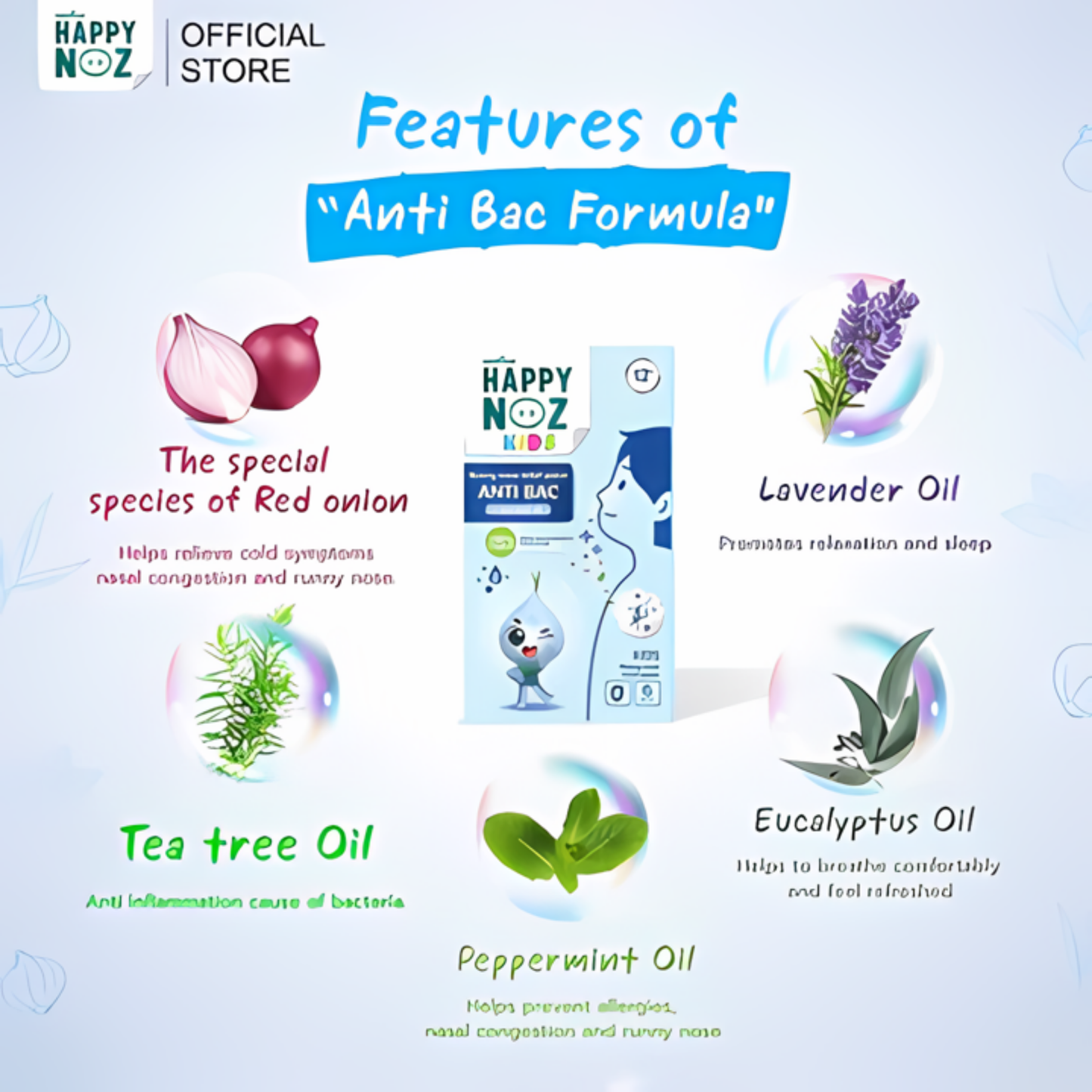 Happy Noz Organic Onion Sticker: Antibac with Tea Tree Oil (6s)