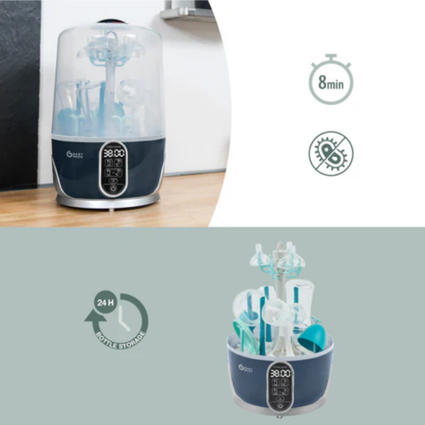 Babymoov Turbo Pure 3-in-1 Sterilizer, Dryer & Purified Bottle Storage with HEPA Filter