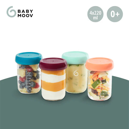 Babymoov Babybowls Hermetic Glass Storage Containers (220ml) Bundle of 4