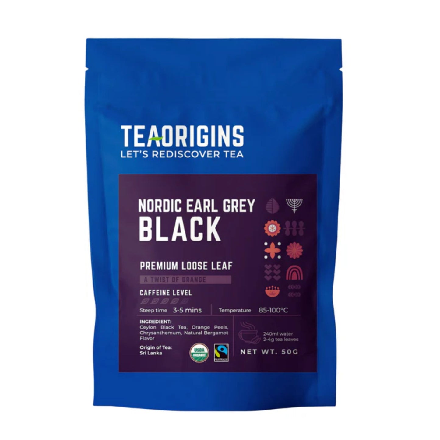 Teaorigins Nordic Earl Grey Black Premium Loose Leaf 50g